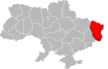 Fototapeta premium luhansk map PROVINCE of UKRAINE 3d isometric map