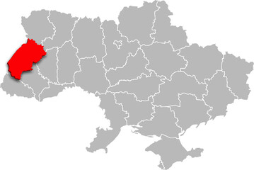 lviv map PROVINCE of UKRAINE 3d isometric map