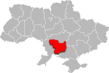 Fototapeta premium mykolaiv map PROVINCE of UKRAINE 3d isometric map