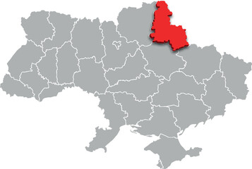 Obraz premium sumy map PROVINCE of UKRAINE 3d isometric map
