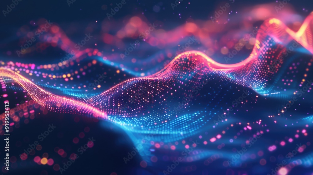 Poster A digital representation of a wave of light, suitable for futuristic or sci-fi concepts