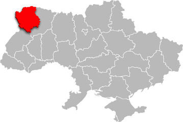 volyn map PROVINCE of UKRAINE 3d isometric map