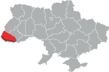 Fototapeta premium zakarpattia map PROVINCE of UKRAINE 3d isometric map