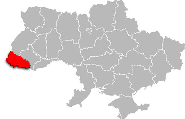 zakarpattia map PROVINCE of UKRAINE 3d isometric map