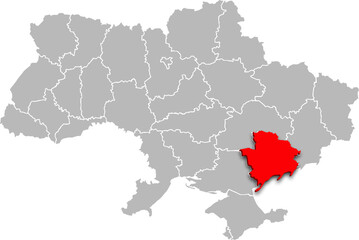 Obraz premium zaporizhia map PROVINCE of UKRAINE 3d isometric map