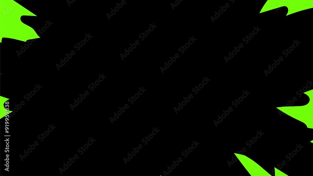 Poster 2d animation motion graphics showing a cartoon style a star shape exploding on white screen green sc