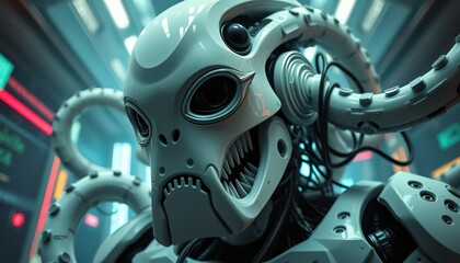 Futuristic Robot with Tentacles.