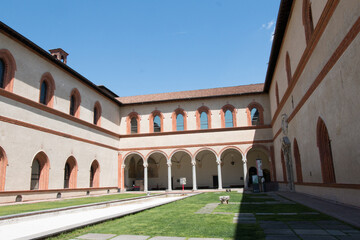 The medieval fortification of Castello Sforzesco in the city of Milan, Italy