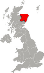 grampian map ADMINISTRATIVE DIVISIONS of UNITED KINGDOM 3d isometric map