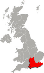 south east map ADMINISTRATIVE DIVISIONS of UNITED KINGDOM 3d isometric map