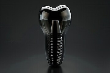 3D rendered illustration of a dental implant on a black background in a cartoon style.