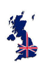 UNITED KINGDOM MAP WITH REGIONS AND ADMINISTRATIVE DIVISIONS WITH FLAG