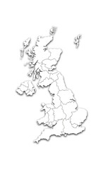UNITED KINGDOM MAP WITH REGIONS AND ADMINISTRATIVE DIVISIONS