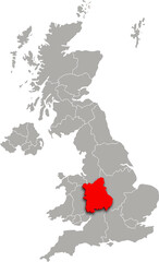 west midlands map ADMINISTRATIVE DIVISIONS of UNITED KINGDOM 3d isometric map