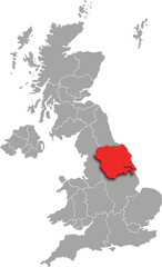 yorkshire and the humber map ADMINISTRATIVE DIVISIONS of UNITED KINGDOM 3d isometric map