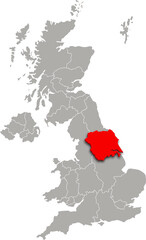 yorkshire and the humber map ADMINISTRATIVE DIVISIONS of UNITED KINGDOM 3d isometric map