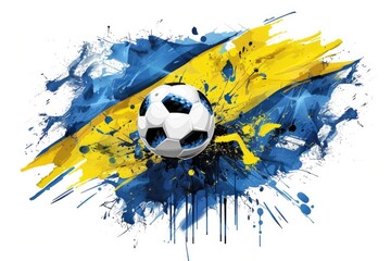 A soccer ball painted with the colors of the Swedish flag, ideal for patriotic events or Swedish-themed decorations