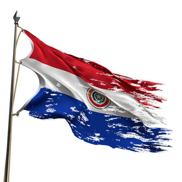 Torn flaming Paraguai flag