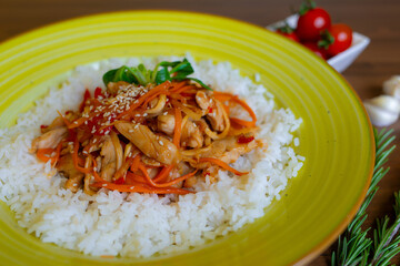 Chicken breast asian style with rice