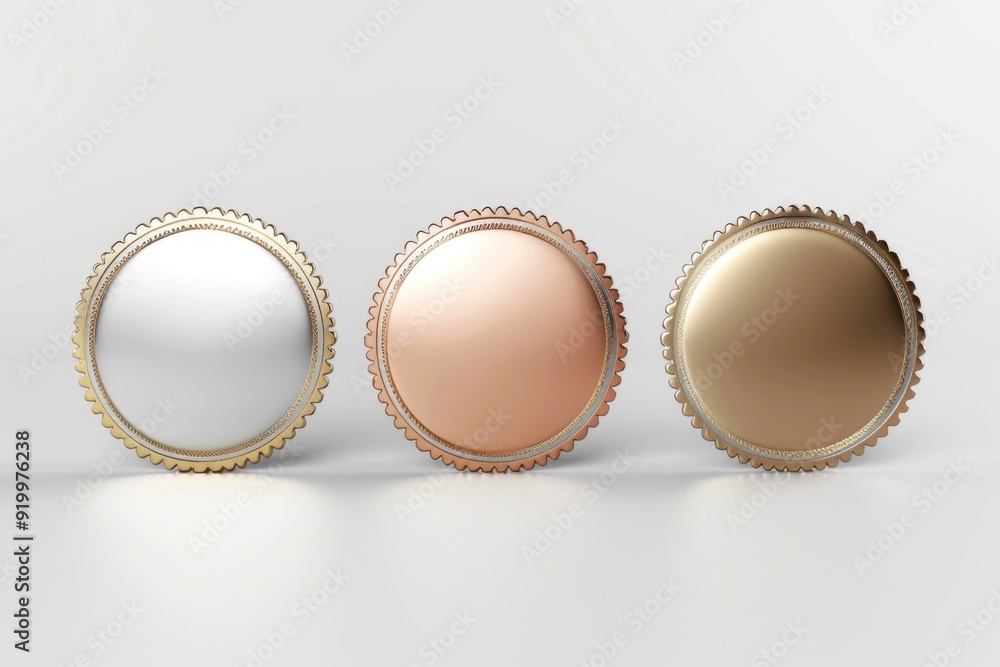 Aufkleber a collection of three distinct colored buttons arranged on a white background