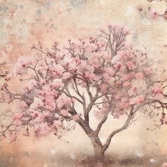 Fototapeta premium Tree old paper, vintage digital paper