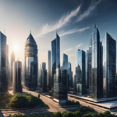 Fototapeta premium city skyline at sunset