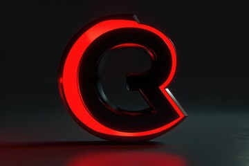 Close-up shot of a bright red lit letter