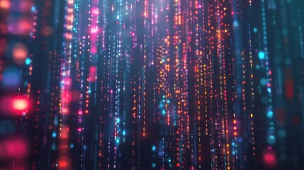 Binary Code Flowing Through Digital Reality Vortex

