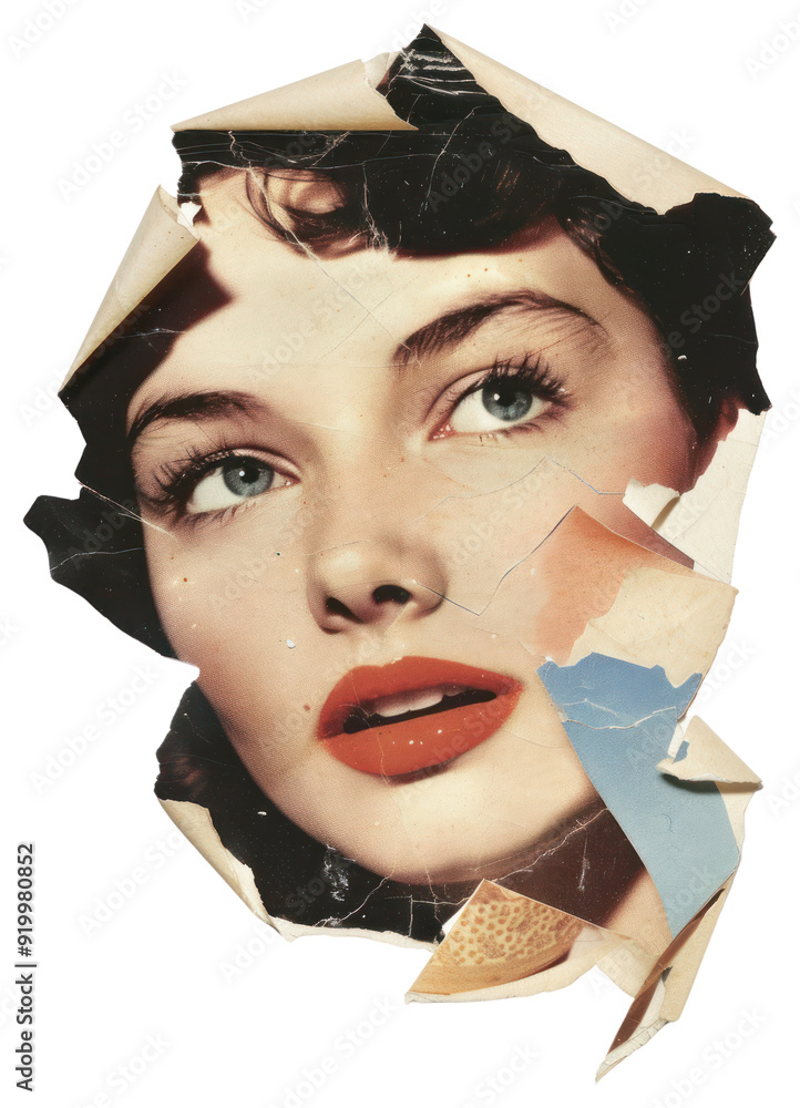 Poster png vintage torn portrait collage