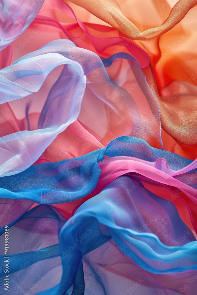 Poster a detailed view of various colored fabrics