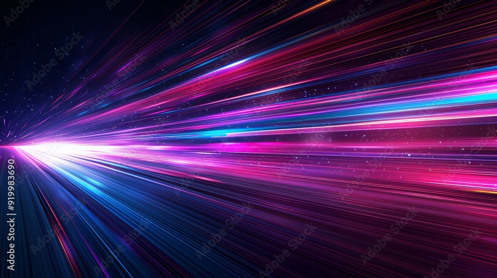 Poster vibrant light trails create an abstract representation of speed in a cosmic setting