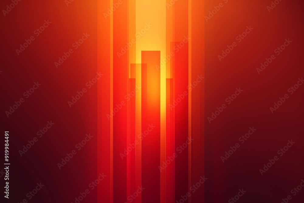 Poster minimalistic red background with three vertical rectangles in gradient tones
