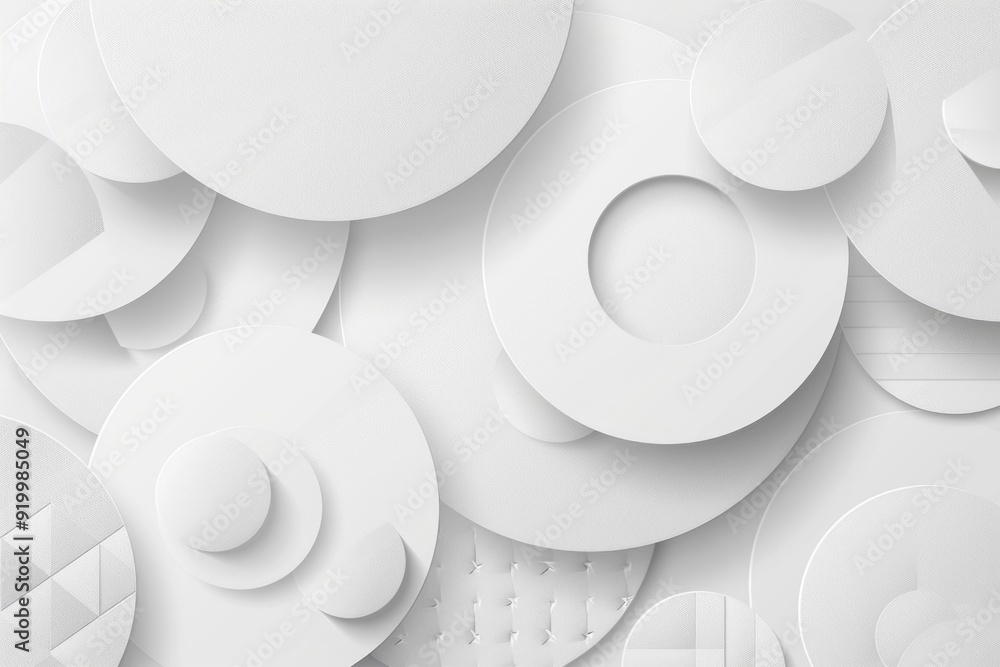 Poster a group of white circular shapes sit on a white background