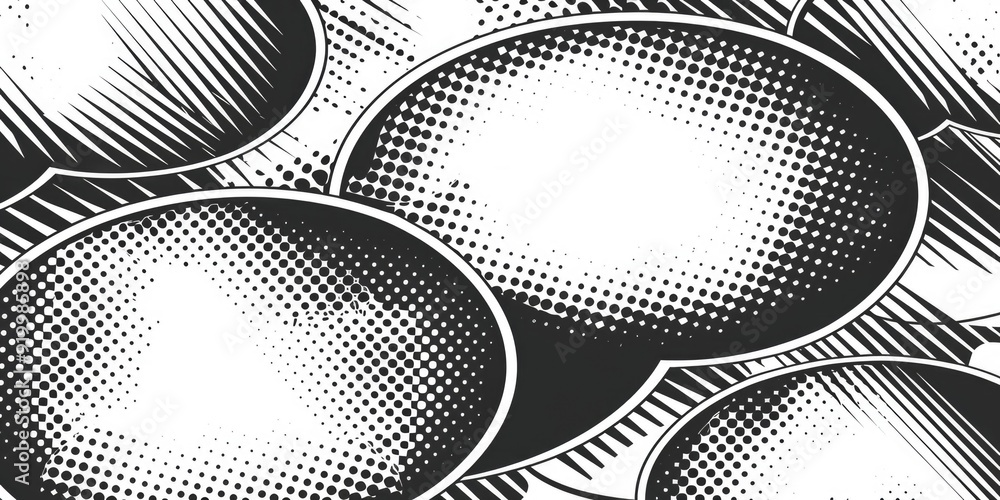 Aufkleber Simple geometric pattern featuring multiple black and white circles on a white background, suitable for design and creative projects