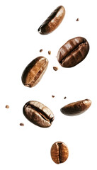 Fototapeta premium PNG Floating roasted coffee beans minimalism