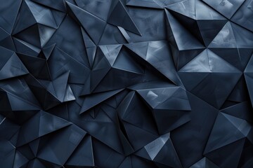 Fototapeta premium A dark blue abstract background featuring geometric triangles