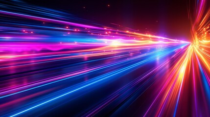 Vibrant light trails creating abstract patterns in dark surroundings at night