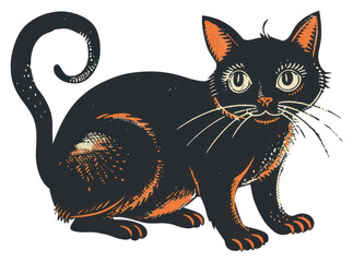 PNG  Vintage black cat illustration