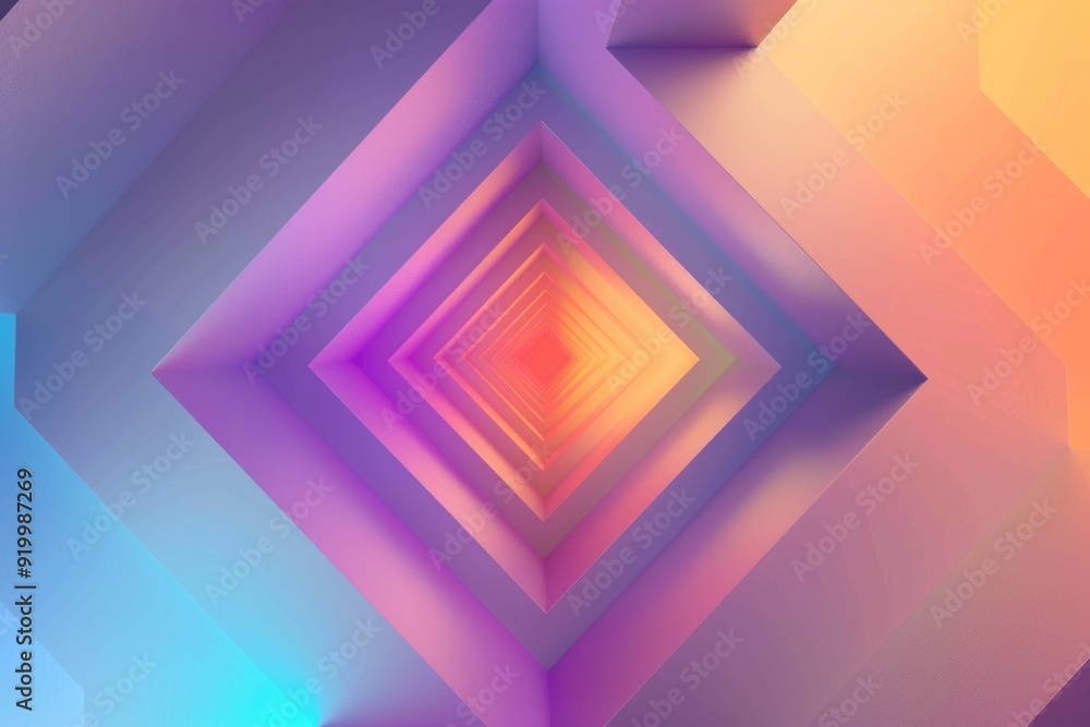 Poster abstract representation of a colorful room with various shapes and patterns