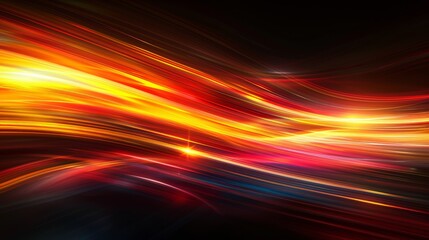 Vibrant abstract light trails swirling in dynamic patterns against a dark background