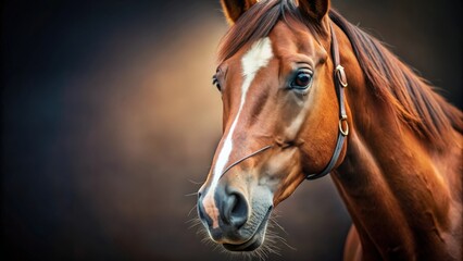 Obraz premium Close-up shot of a horse face isolated on a background cutout, horse, face, close-up, isolated,background, cutout, animal, mammal