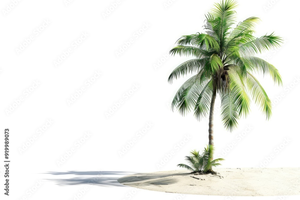 Aufkleber a solitary palm tree stands on a tiny island in the middle of a calm sea