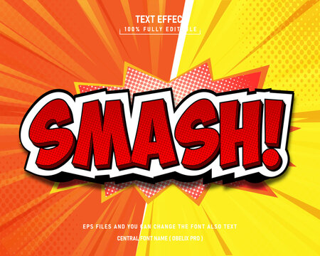 Smash comic style 3d editable vector text effect