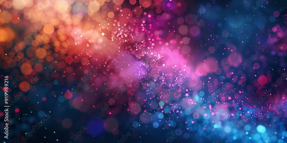 Poster an abstract and artistic representation of vibrant bokeh lights, creating a colorful and harmonious 