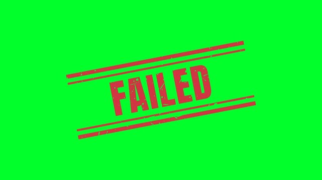Failed stamp stamp with red ink animation on green scren background.  Rubber stamp with grunge texture, motion graphics, animation, footage, 4K
