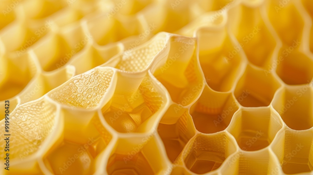 Poster the closeup view of a beeswax wrap with a subtle honeycomb print revealing the smooth and glossy fin