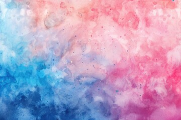 Obraz premium Watercolor artwork featuring a pink and blue sky with soft clouds