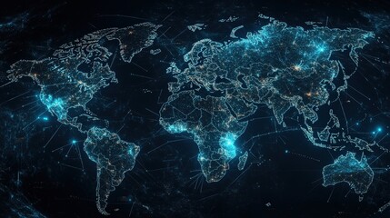 World Map Visualizing Global Data Flow