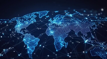 Fototapeta premium Glowing Data Points on a Global Map