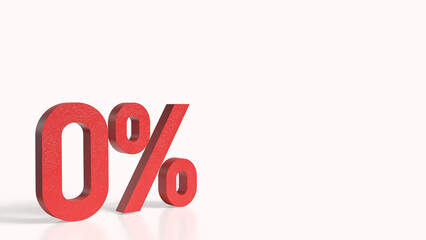 The red zero percent for Business concept 3d rendering.